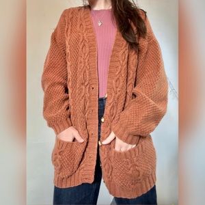 Yarn Works burnt orange cable knit sweater